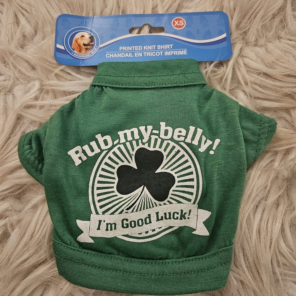 St. Patty’s Dog Tee – XS Lucky Clover Shirt